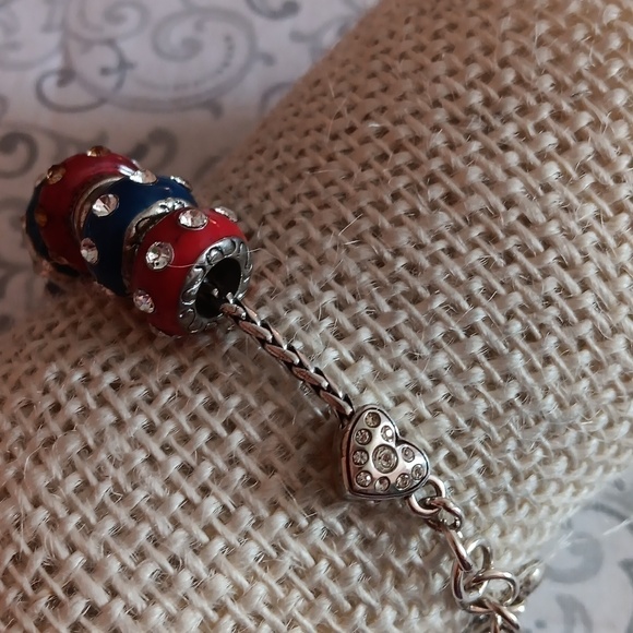 Brighton Silver Red and Blue Barrel Slide Bracelet - Picture 7 of 12
